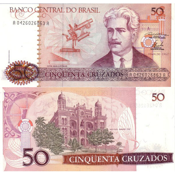 50 cruzados 1986 brazília - Bankovka Brazília 50 Cruzados 1986 - 210a