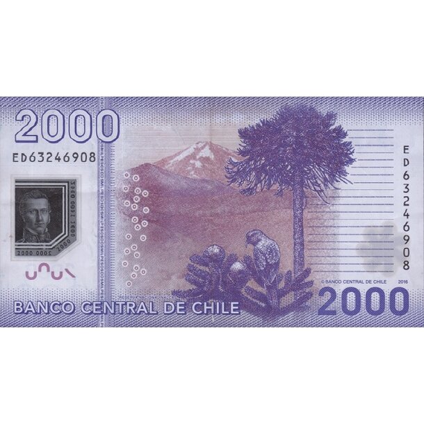 2000 pesos 2021 čile - Bankovka Čile 2000 Pesos 2021 - 162-2