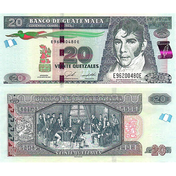 20 quetzales 2023 guatemala - Bankovka Guatemala 20 Quetzales 2023 - 124