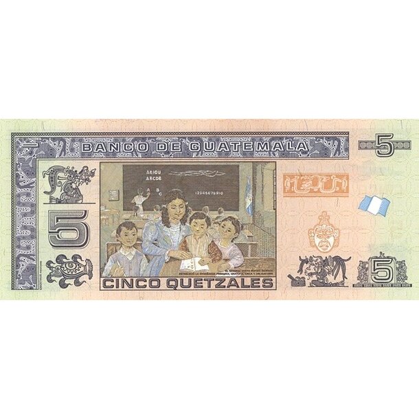 5 quetzales 2022 guatemala - Bankovka Guatemala 5 Quetzales 2022 - 122A-2