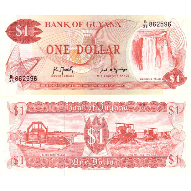 1 dollar 1992 guyana - Bankovka Guyana 1 Dollar 1992 - 21g
