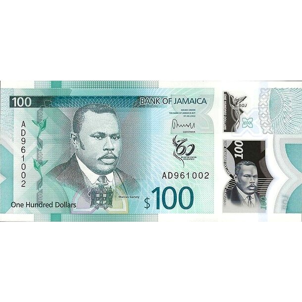 100 dollars 2022 jamajka - Bankovka Jamajka 100 Dollars 2022 - 97 polymér-1