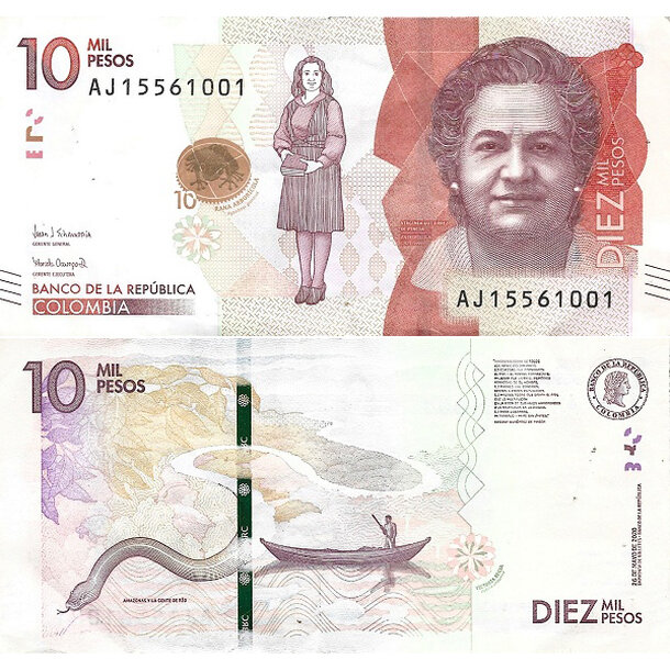 10 000 pesos 2020 kolumbia - Bankovka Kolumbia 10 000 Pesos 2020 - 460