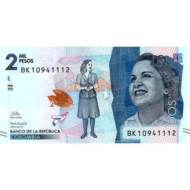 2000 pesos 2021 kolumbia - Bankovka Kolumbia 2000 Pesos 2021 - 458-1