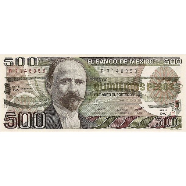 500 pesos 1984 mexiko - Bankovka Mexico 500 Pesos 1984 - 79b-1