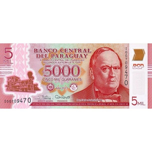 5000 guaranies 2017 paraguaj - Bankovka Paraguaj 5000 Guaranies 2017 - 234c-1