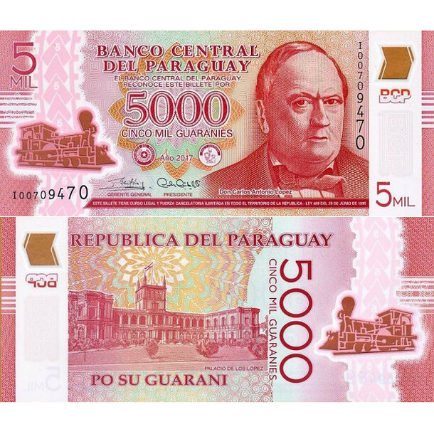 5000 guaranies 2017 paraguaj - Bankovka Paraguaj 5000 Guaranies 2017 - 234c