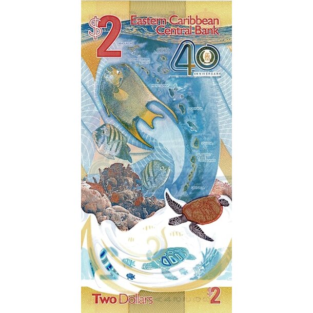 2 dollars 2023 východný karibik - Bankovka Východný Karibik 2 Dollars 2023 - 61-2