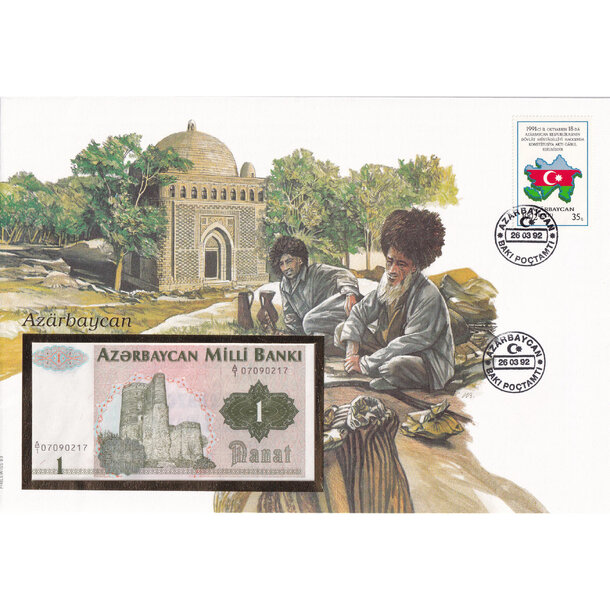 Banknote obálka azerbajdžan 1992 - Banknote obálka Azerbajdžan 1992-1