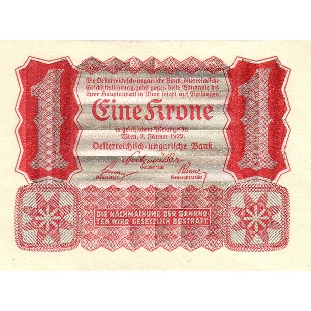 1 koruna 1922 rakúsko - Bankovka Rakúsko 1 Koruna 1922 - 73-1