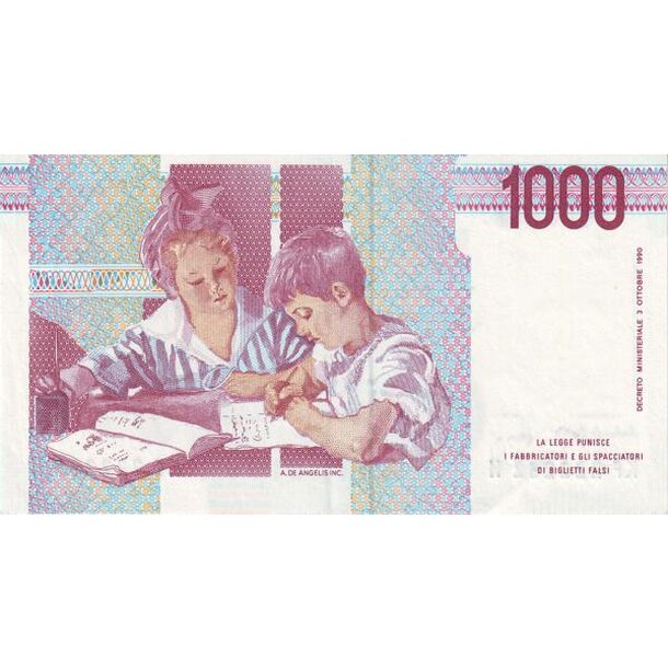 1000 lire 1990 taliansko - Bankovka Taliansko 1000 Lire 1990 - 114c-2