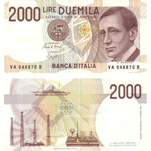 2000 lire 1990 taliansko - Bankovka Taliansko 2000 Lire 1990 - 115