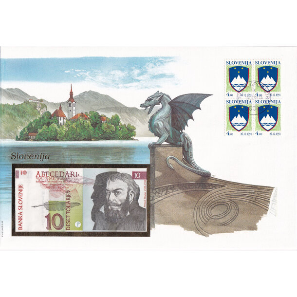 Banknote obálka slovinsko 1992 - Banknote obálka Slovinsko 1992-1