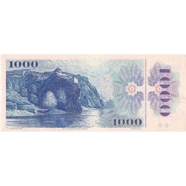 1000 korún 1985 česká republika - séria c (kolok lepený 1993) - 1000-kc-1985-1993-C-lepeny-2