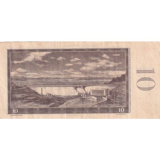 10 korún 1960 československo - séria e - Bankovka ČSR 10 Korún 1960 VF séria E - 88c-2