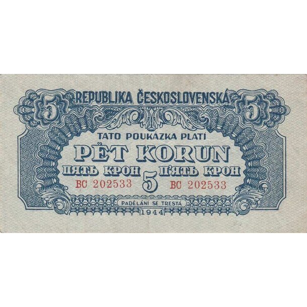 5 korún 1944 československo - 5-k-1944-bc-1