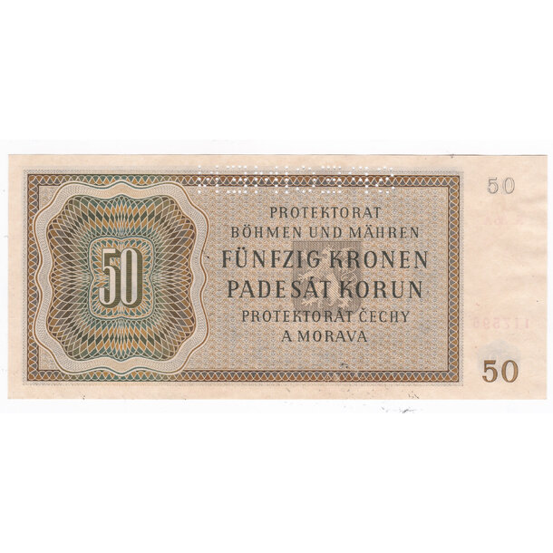 50 korún 1944 protektorát čechy a morava - séria a - Bankovka PČM 50 Korún 1944 AU- séria A - 10 (3) -2