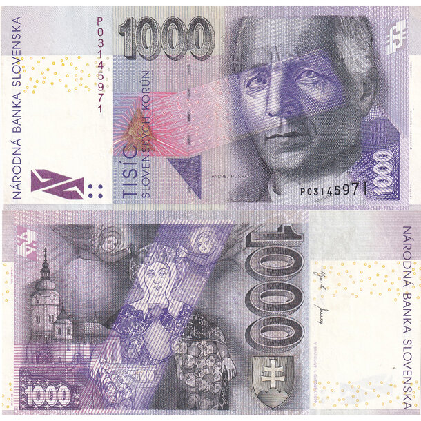 1000 koruna 1999 slovenská republika - séria p - Bankovka SR 1000 Korún 1999 VF séria P - 32