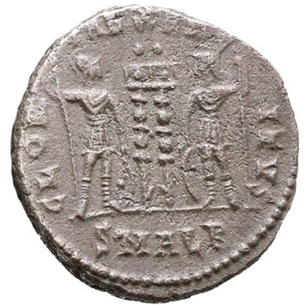 Constantinus ii. ae follis - Constantinus II. AE Follis - GLORIA EXERCITVS RIC 59B-2