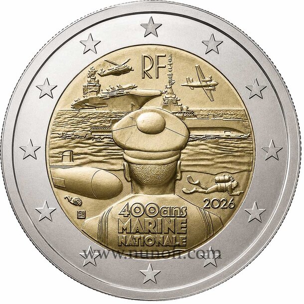 2 euro francúzsko 2026 - francúzske námorníctvo - 2 EURO Francúzsko 2026 - Francúzske námorníctvo