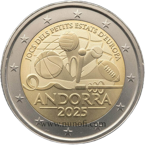 2 euro andorra 2025 - hry malých štátov európy - 2 EURO Andorra 2025 - Hry malých štátov Európy kopie