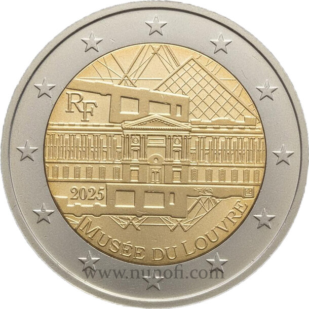 2 euro francúzsko 2025 - louvre - niké - 2 EURO Francúzsko 2025 - Louvre - Niké - Antonio Canova kopie vodotlac 