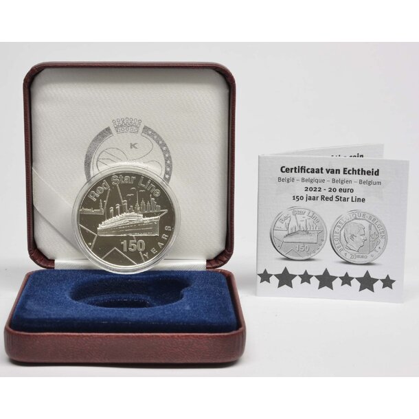20 euro belgicko 2022 - red star line - proof - titanik rsl