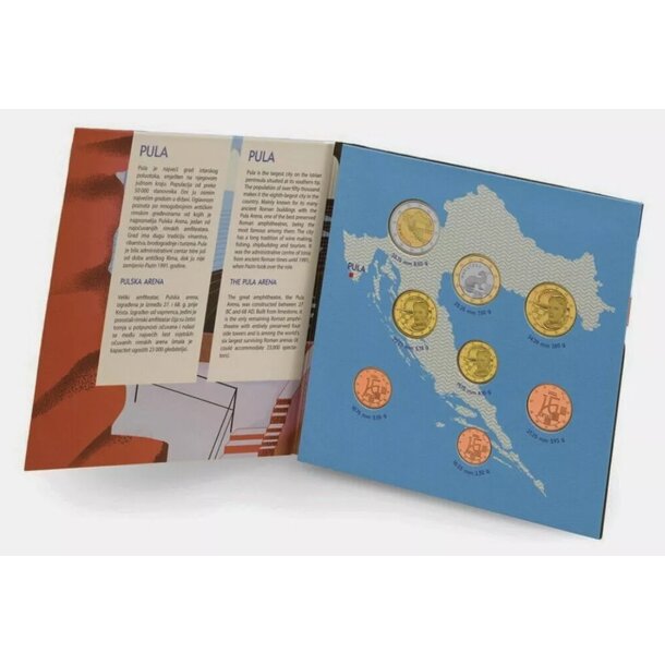 Sada obehových euro mincí chorvátsko 2024 - set chorvátsko pula