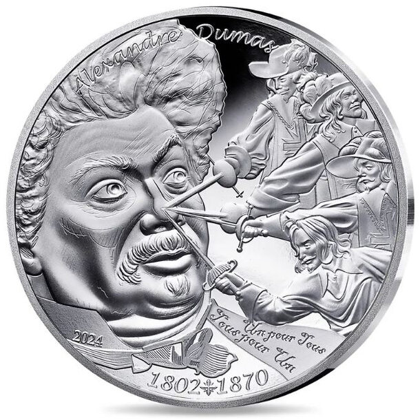 10 euro francúzsko 2024 - alexandre dumas - proof - 10-euro-2024-alexandre-dumas-1