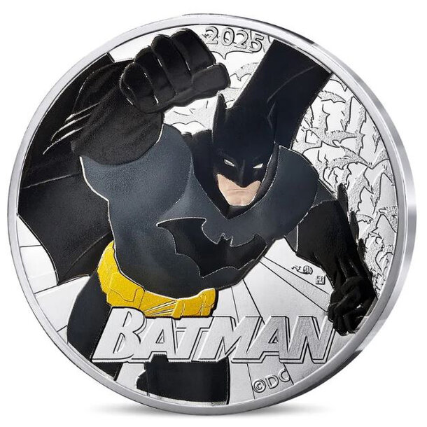 10 euro francúzsko 2025 - batman - kolorovaná - 10-euro-2025-batman-kolor-1