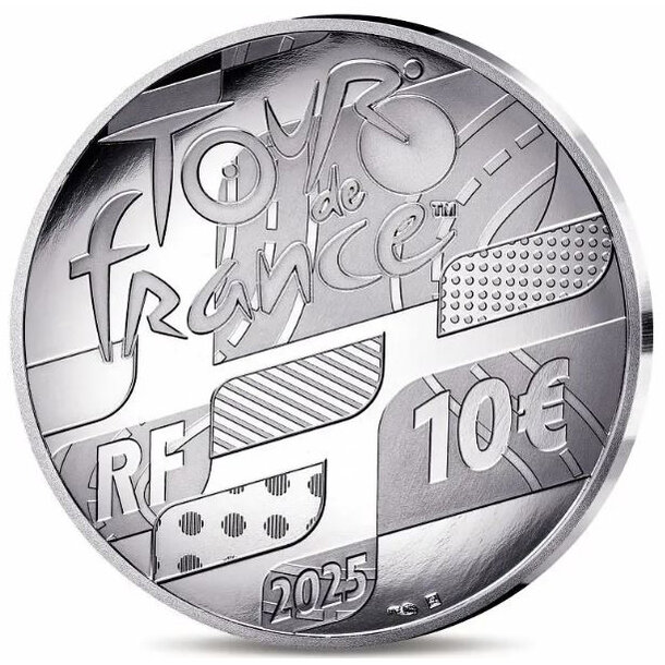 10 euro francúzsko 2025 - tour de france - proof - 10-euro-2025-tour-2