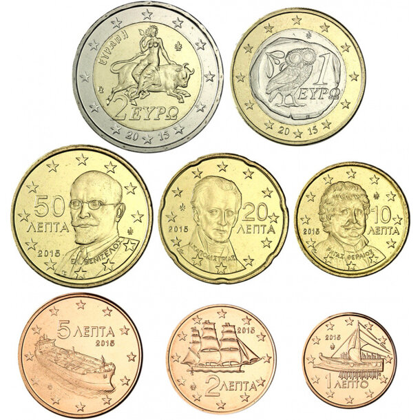 Sada obehových euro mincí grécka 2025 - Set euro mincí - Grécko 2025