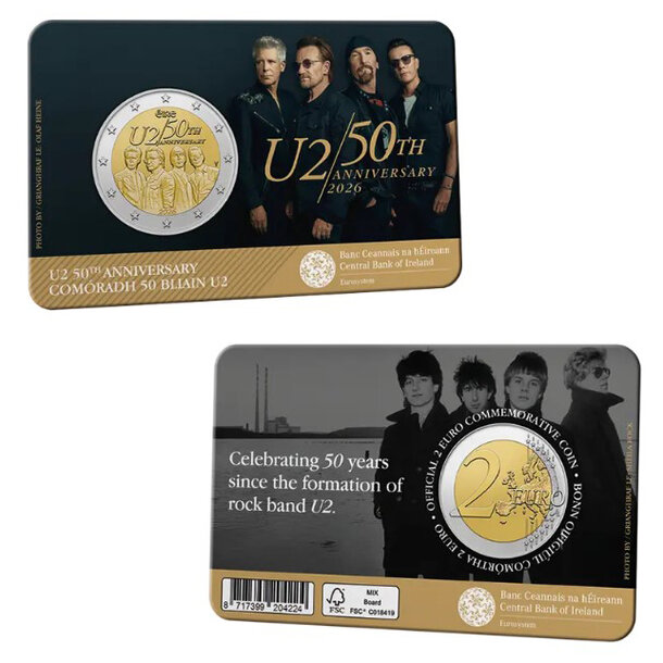 2 euro írsko 2026 - u2 - 2 euro Írsko 2026 - U2-1