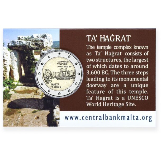 2 euro malta 2019 - chrámy ta' hagrat - coincard - malta-2019-2-euro-ta-hagrat-coincard-1