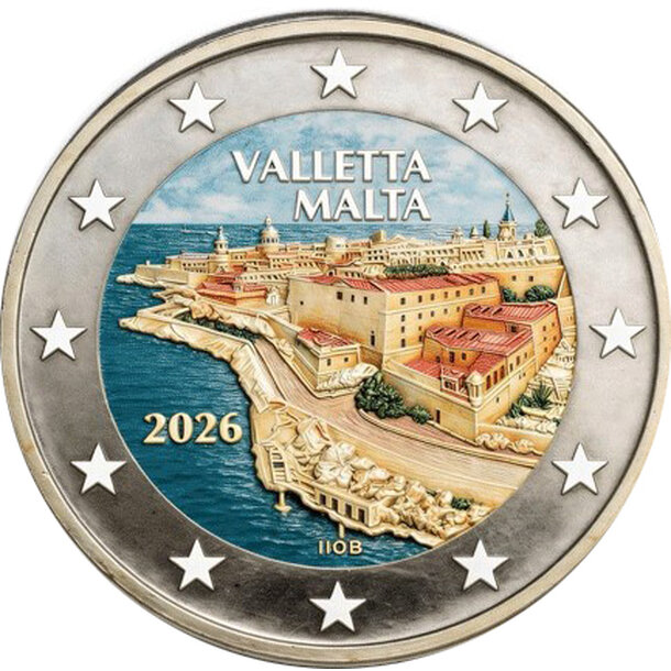 2 euro malta 2026 - valletta - kolorovaná - 2 euro Malta 2026 - Valletta - kolorovaná