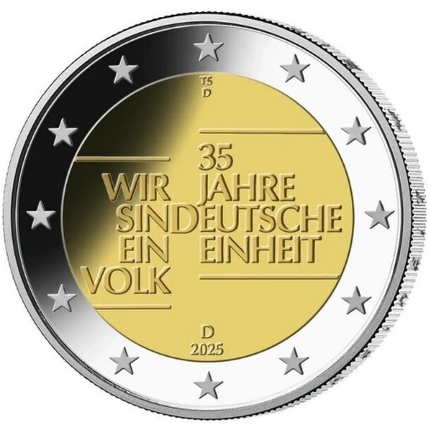 2 euro nemecko 2025 - 35 rokov nemeckej jednoty f - 2€ nemecko 