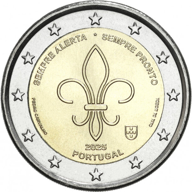 2 euro portugalsko 2025 - skauting - portugalsko-2025-2-euro-skauting