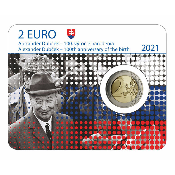 2 € slovensko 2021 - alexander dubček - coincard - 2-euro-dubcek-karta