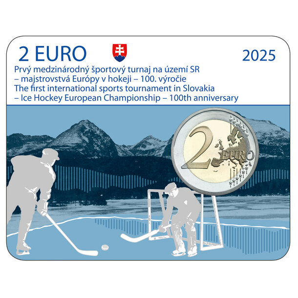 2 euro slovensko 2025 - majstrovstvá európy v hokeji - coincard - 2-euro-me-hokej-2025-coincard-1