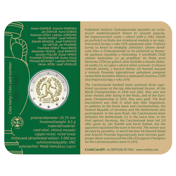 2 euro slovensko 2026 - víťazstvo futbalistov čsr na me - coincard - 2 euro Slovensko 2026 - Futbal - coincard-2