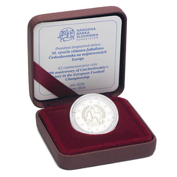 2 euro slovensko 2026 - víťazstvo futbalistov čsr na me - proof - 2 euro Slovensko 2026 - Futbal - proof-1