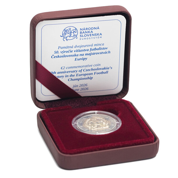2 euro slovensko 2026 - víťazstvo futbalistov čsr na me - proof - 2 euro Slovensko 2026 - Futbal - proof-2