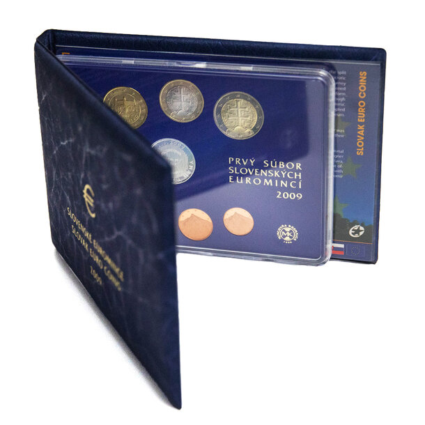 Sada obehových euro mincí proof sr 2009 - Sada Euro mincí proof SR2009 prvý súbor-4