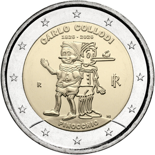 2 euro taliansko 2026 - pinocchio - 2 euro Taliansko 2026 - Pinocchio