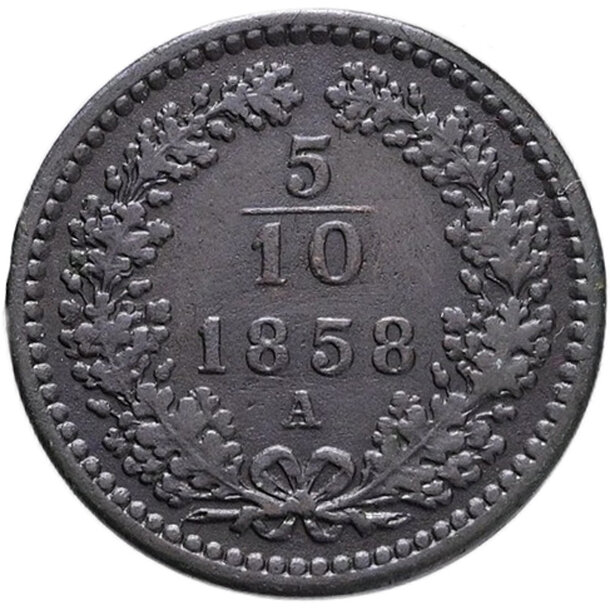 5/10 grajciar františek jozef i.1858 a - 5-10 Grajciar František Jozef I.1858 A-1
