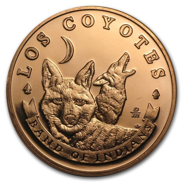 Medená minca 5 dollar los coyotes 1 unca - los-coyotes-reverse-copper