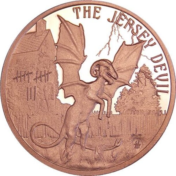 Medená minca jersey devil 1 unca - jersey-devil-copper-round-rev