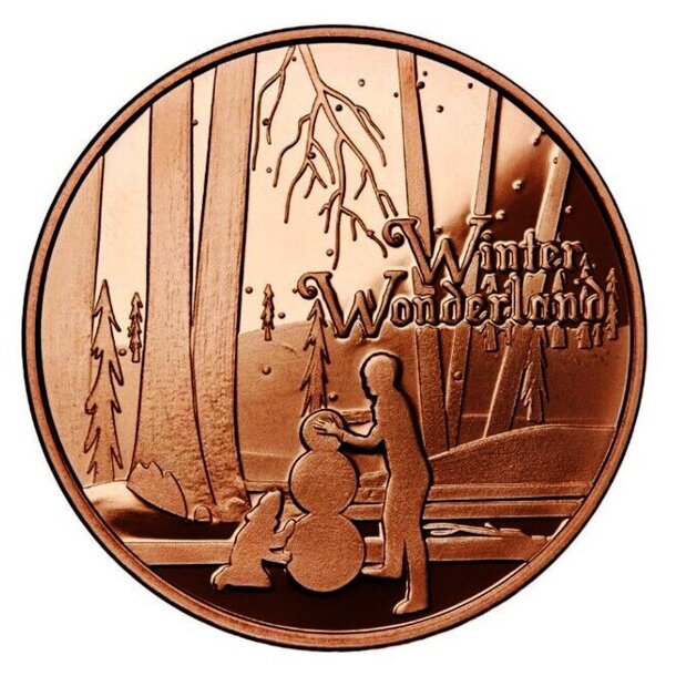 Medená minca zimná krajina zázrakov 1 unca - 1oz-copper-christmas-winter-wonderland-round-obverse_1