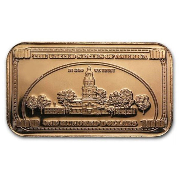 Medená tehlička bankovka benjamin franklin 1 unca - Medená tehlička Bankovka Benjamin Franklin 2 1 Oz (unca)