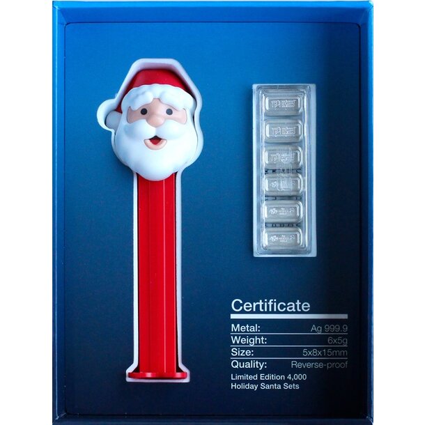 Strieborná tehlička pez santa claus 6x5 g - santa pez1